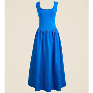 J Crew Drop Waist Mixy Dress Large Electric Blue Pockets